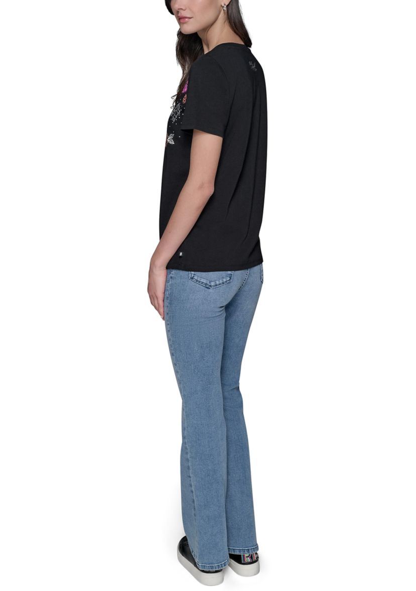 Womens Paris Sequin Scrapbook Graphic T-Shirt