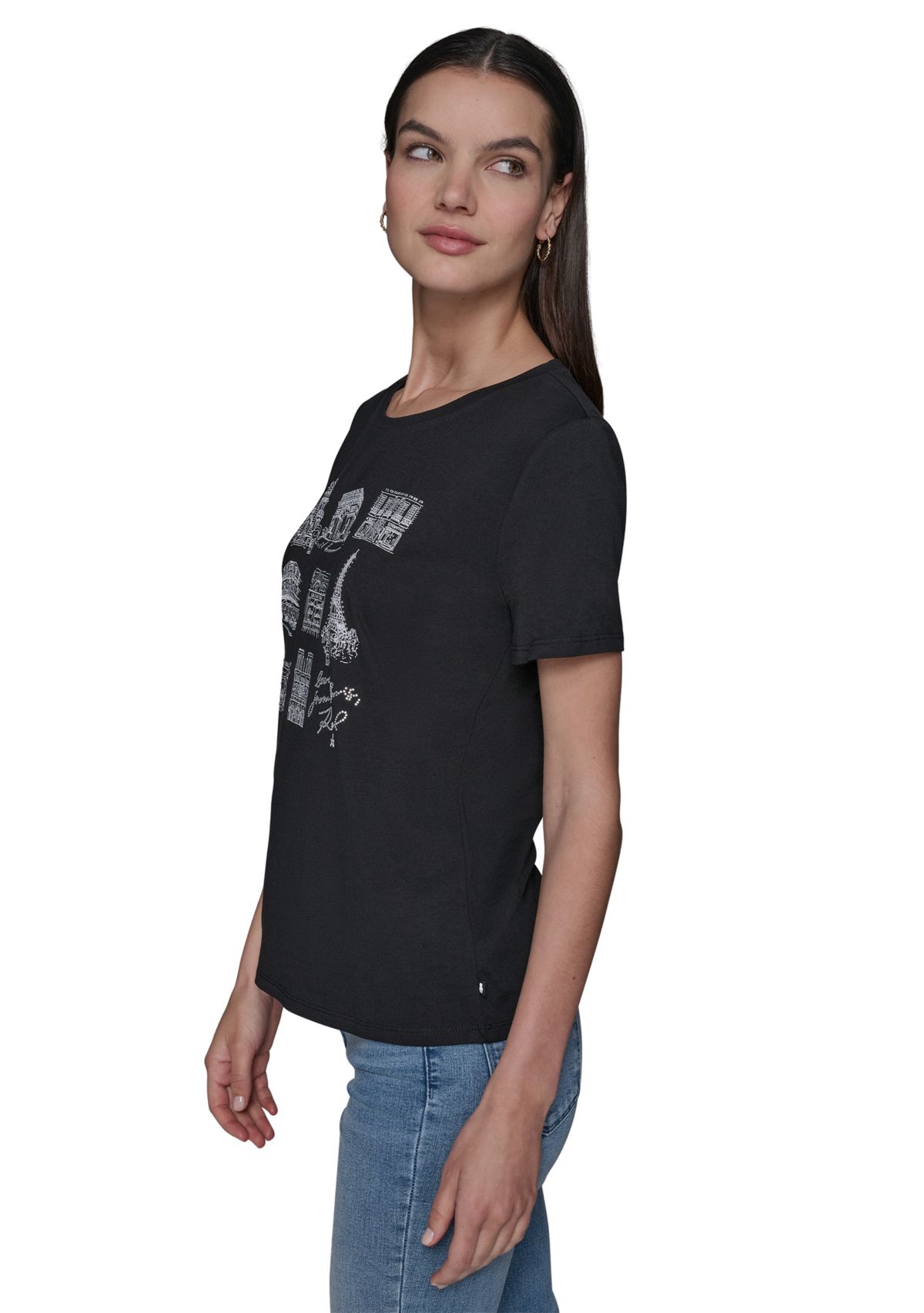 Womens Paris Landmark Stud Graphic T-Shirt