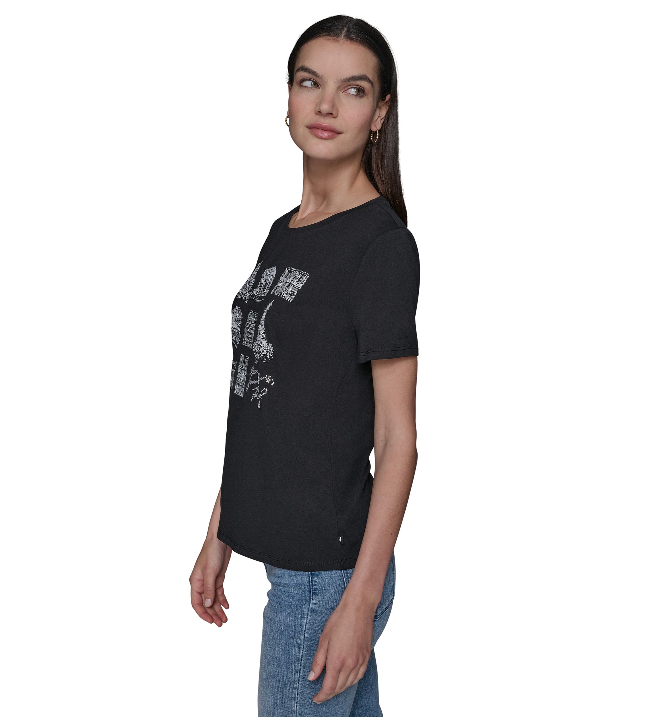 Womens Paris Landmark Stud Graphic T-Shirt