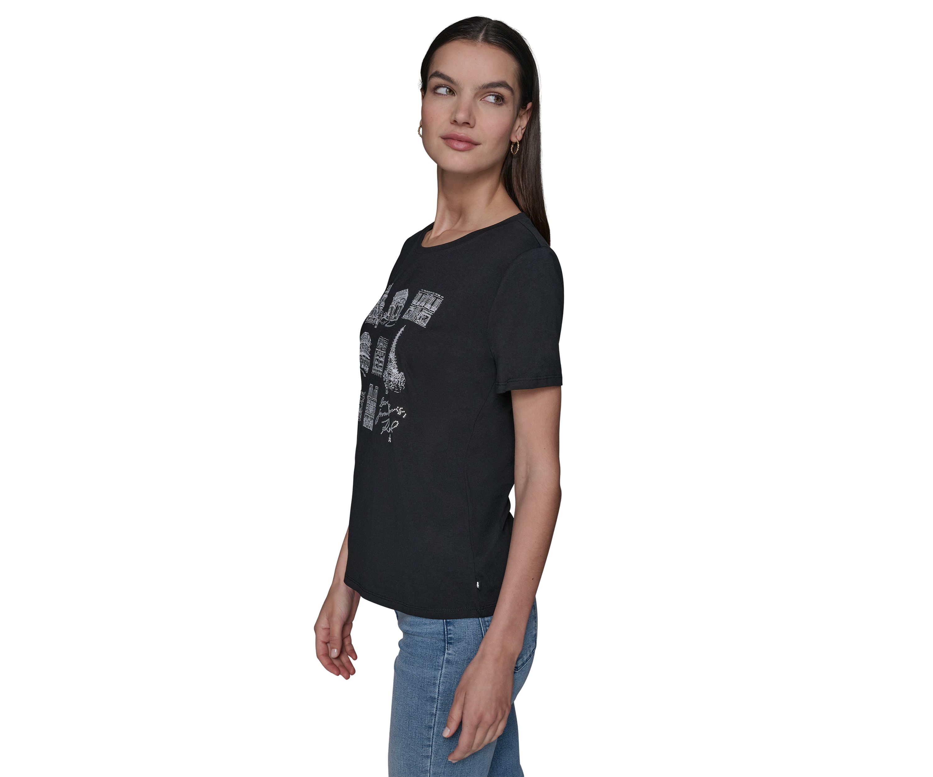 Womens Paris Landmark Stud Graphic T-Shirt