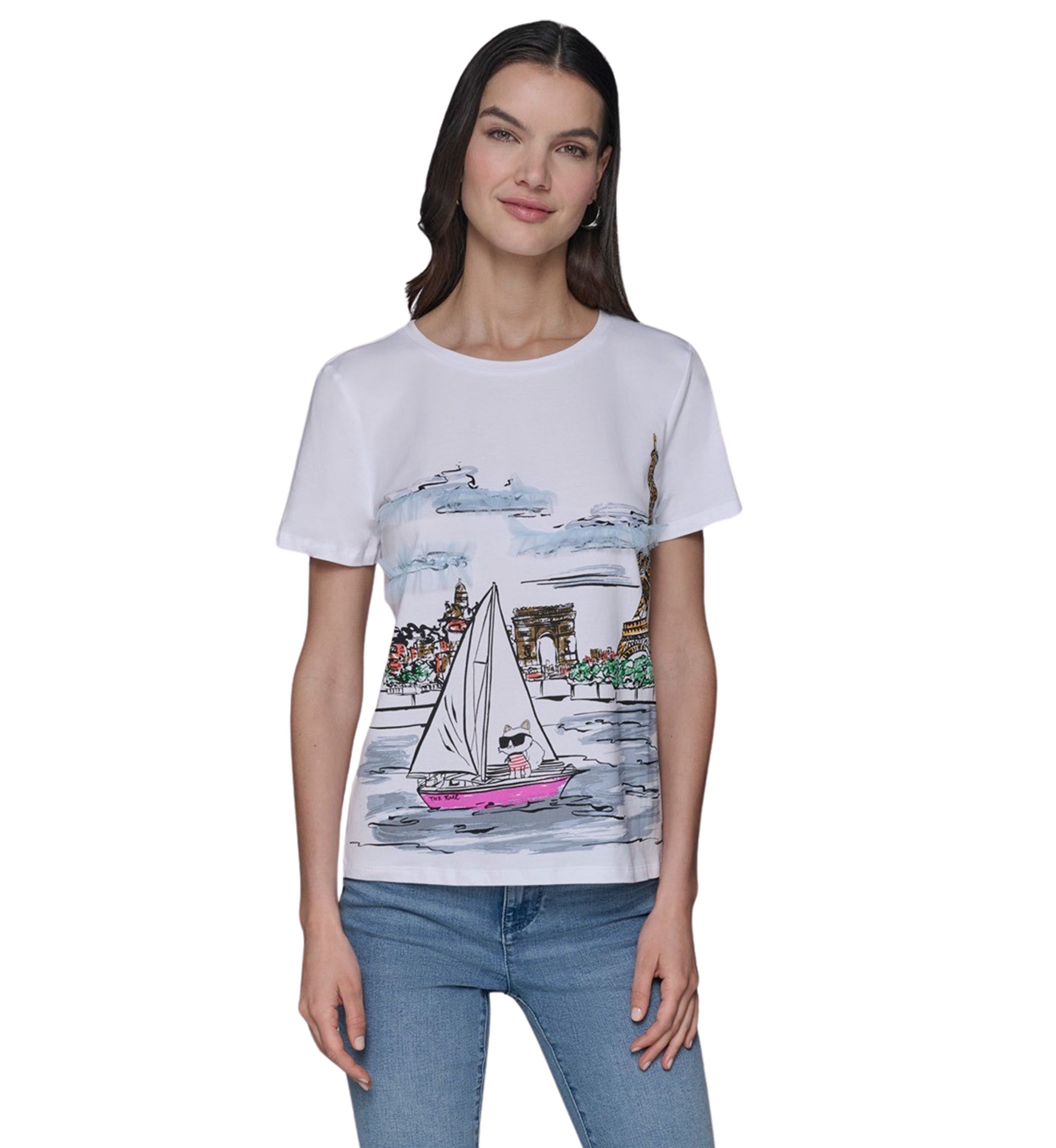 Womens Paris Watercolor Graphic T-Shirt