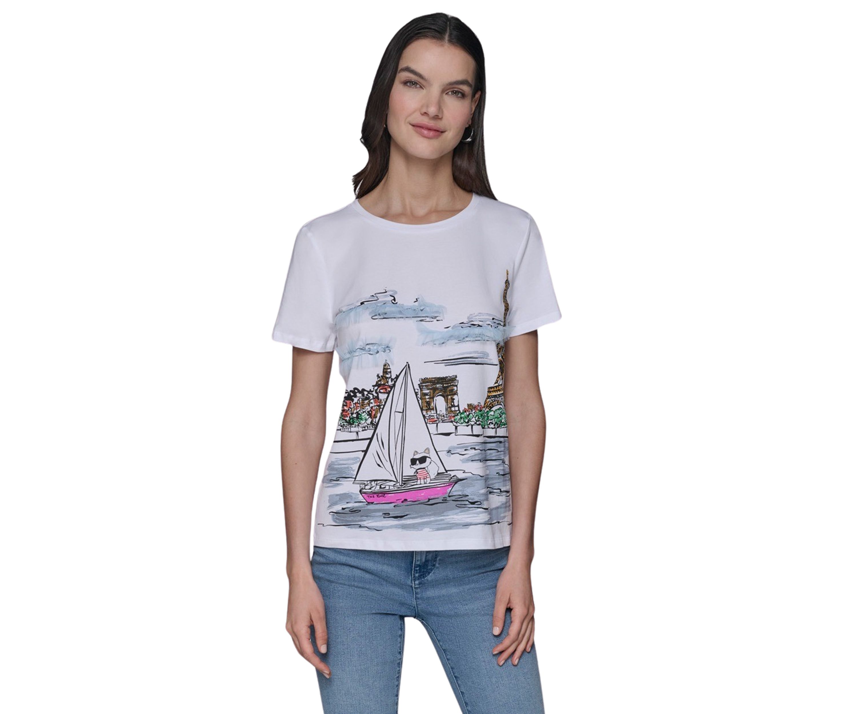 Womens Paris Watercolor Graphic T-Shirt