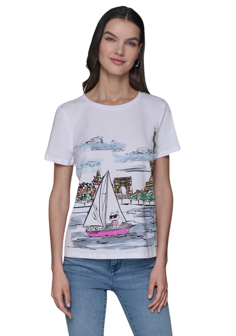 Womens Paris Watercolor Graphic T-Shirt