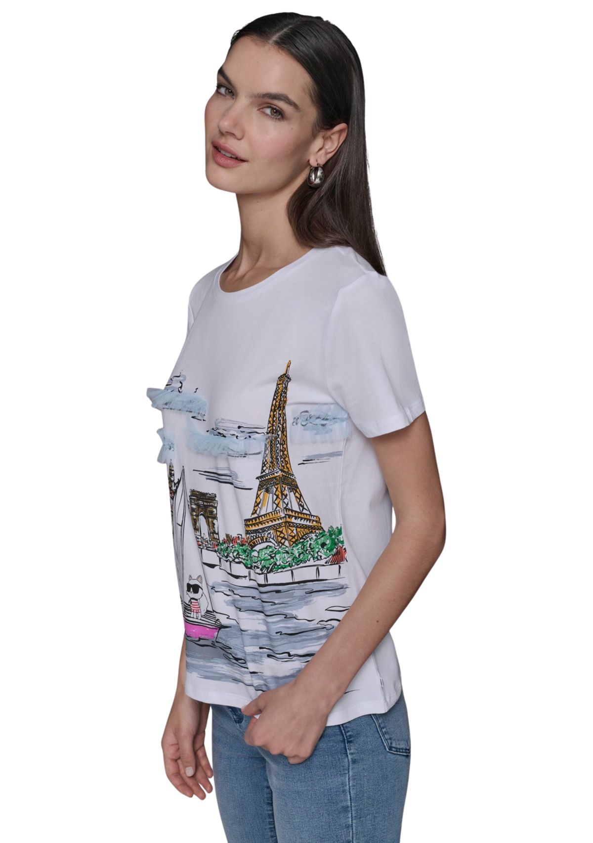 Womens Paris Watercolor Graphic T-Shirt