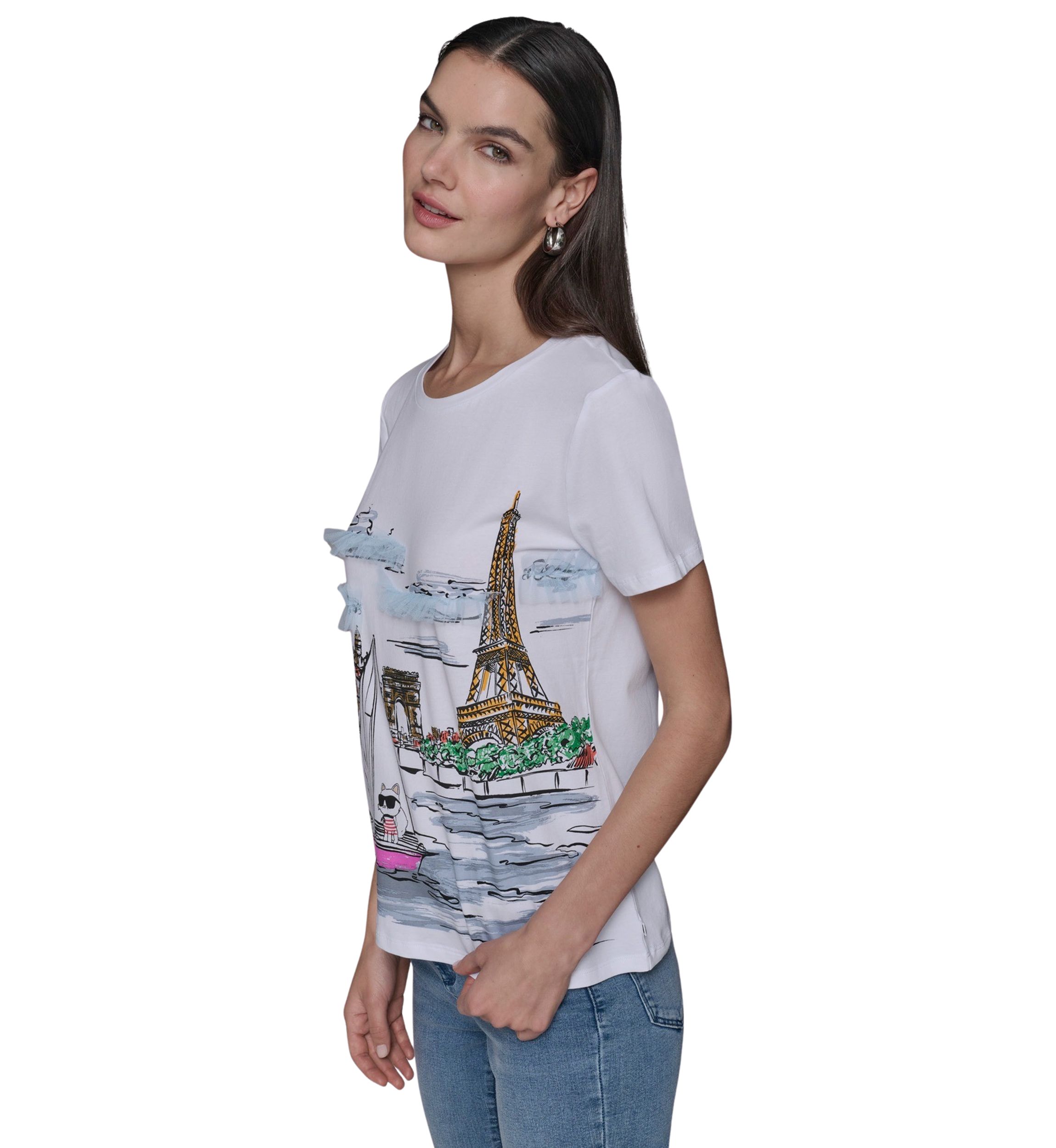Womens Paris Watercolor Graphic T-Shirt