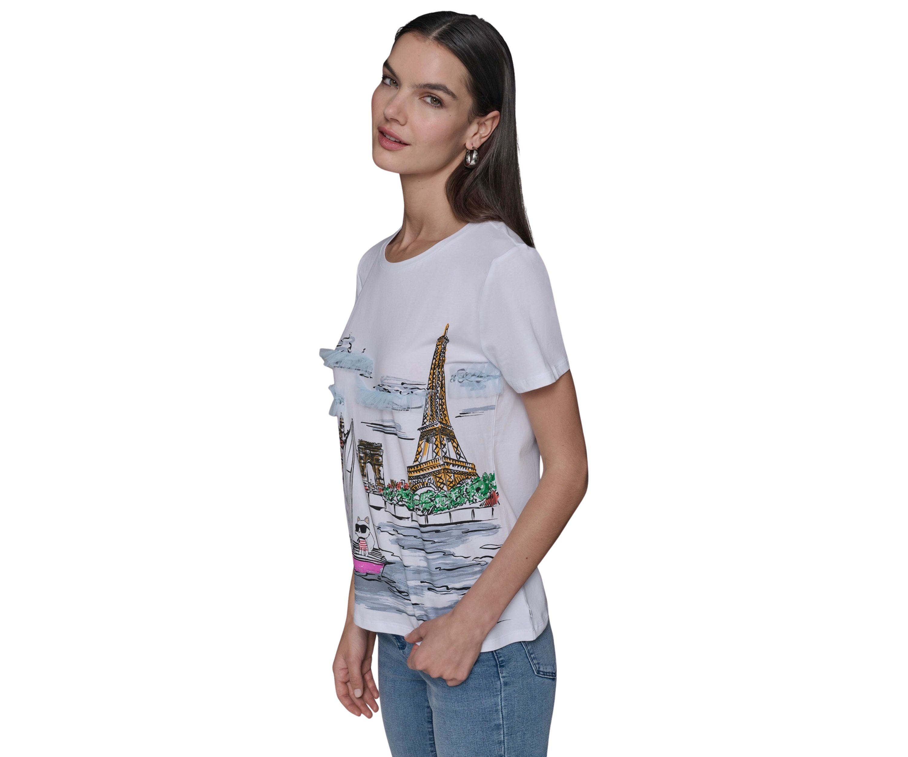 Womens Paris Watercolor Graphic T-Shirt