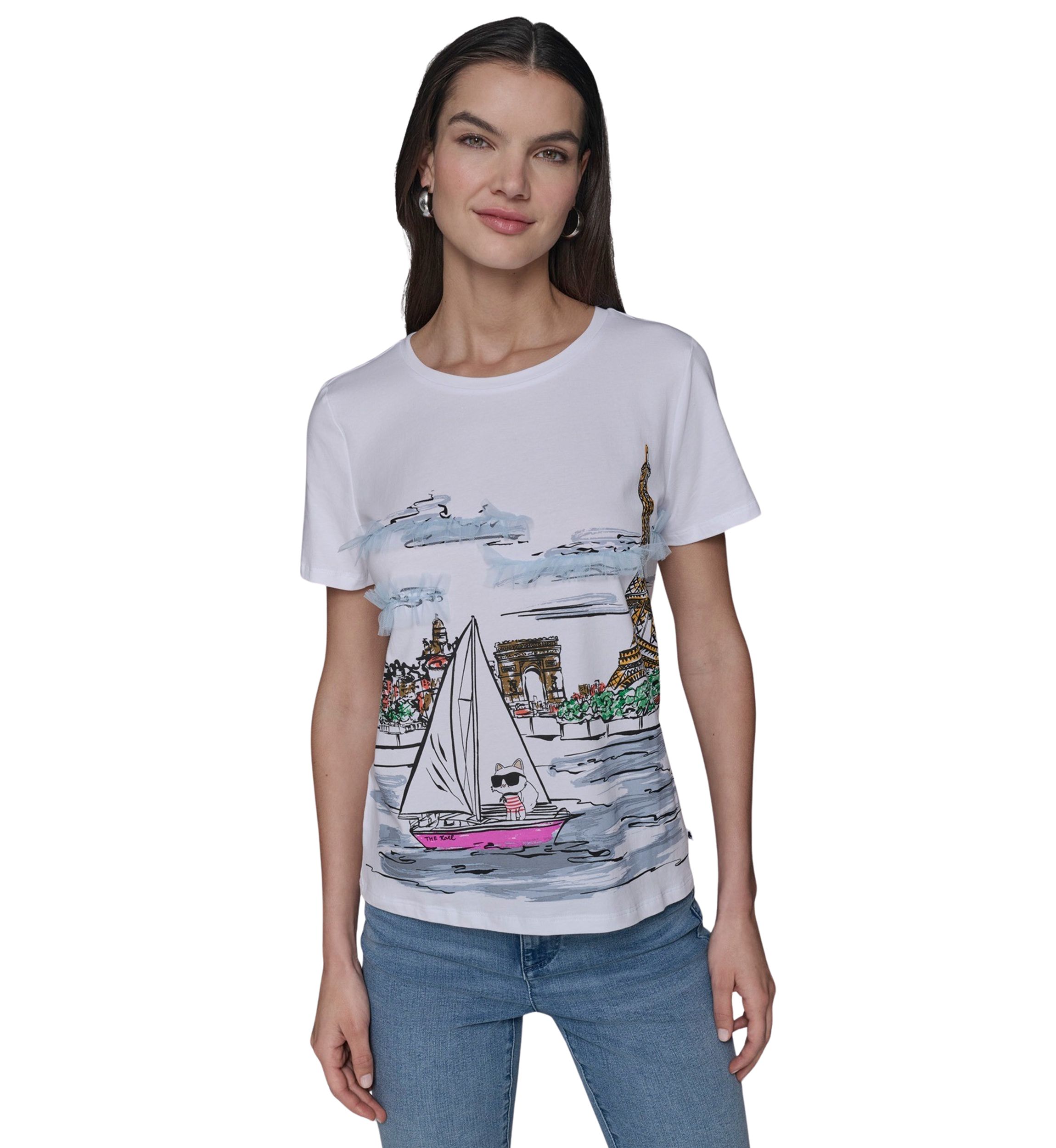 Womens Paris Watercolor Graphic T-Shirt