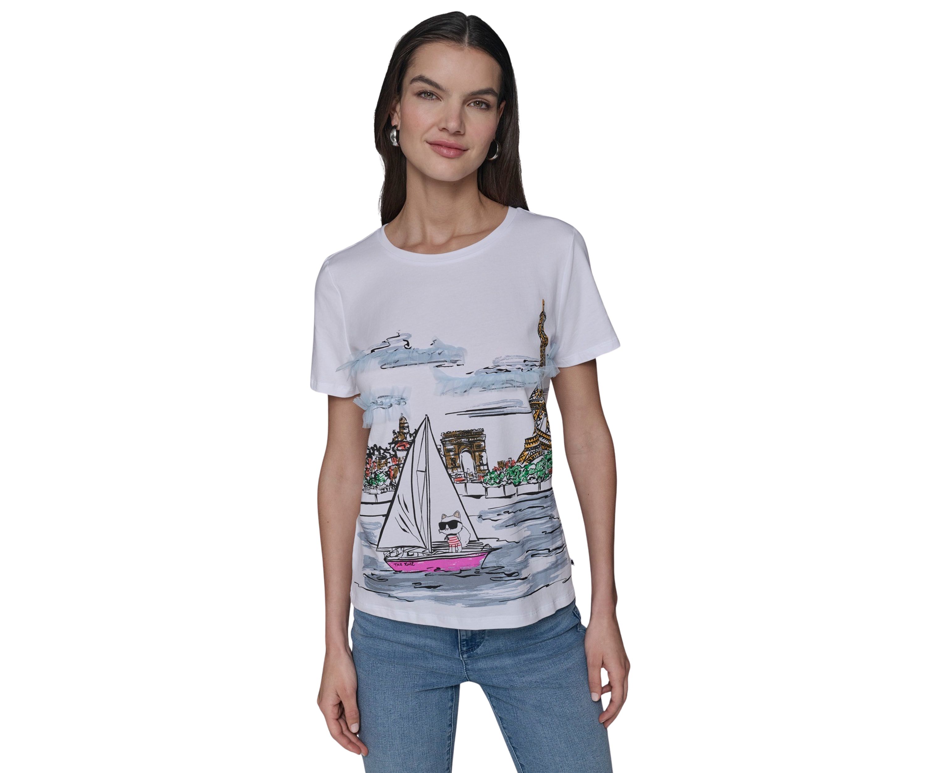 Womens Paris Watercolor Graphic T-Shirt