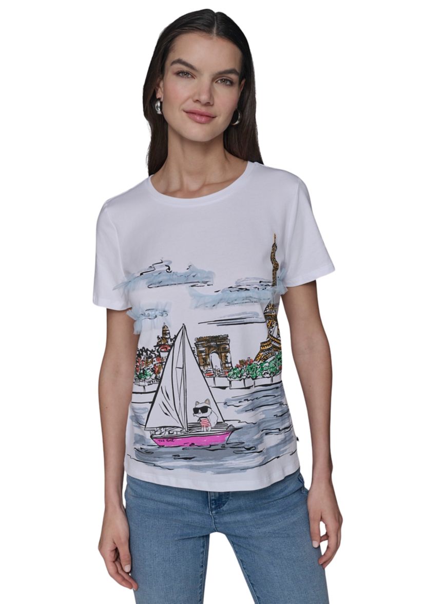 Womens Paris Watercolor Graphic T-Shirt