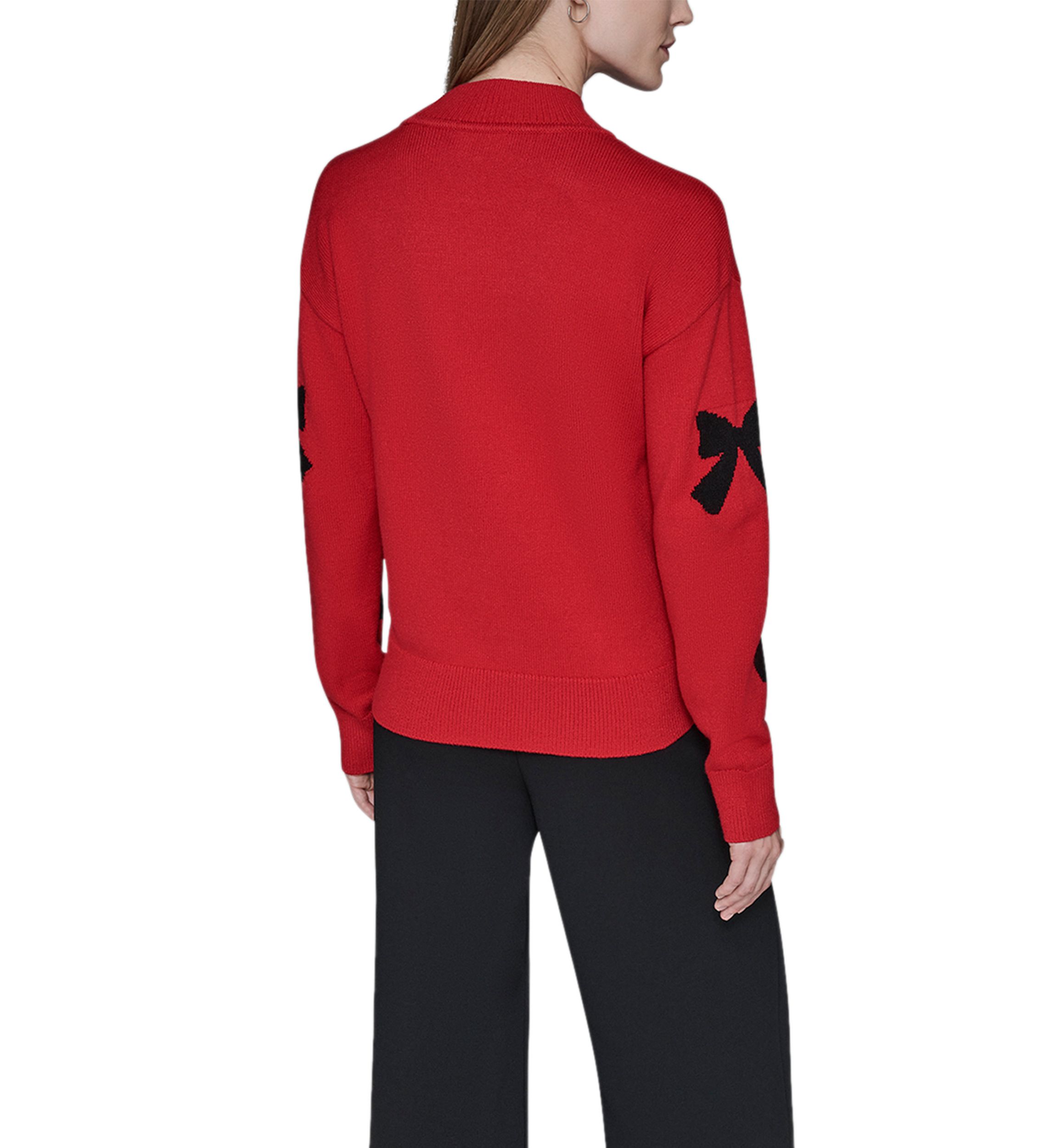 Womens All Over Bow Funnel Neck Sweater