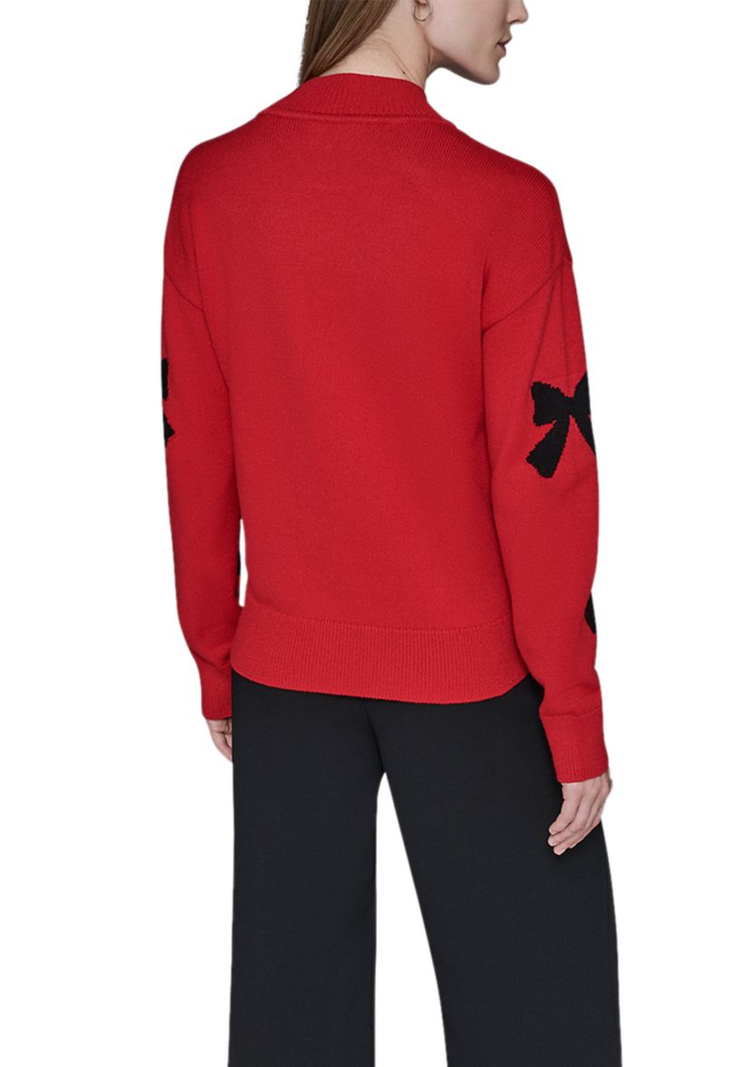Womens All Over Bow Funnel Neck Sweater