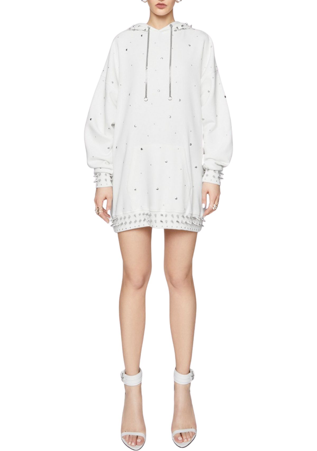 Womens Downtown Studded Sweatshirt Dress