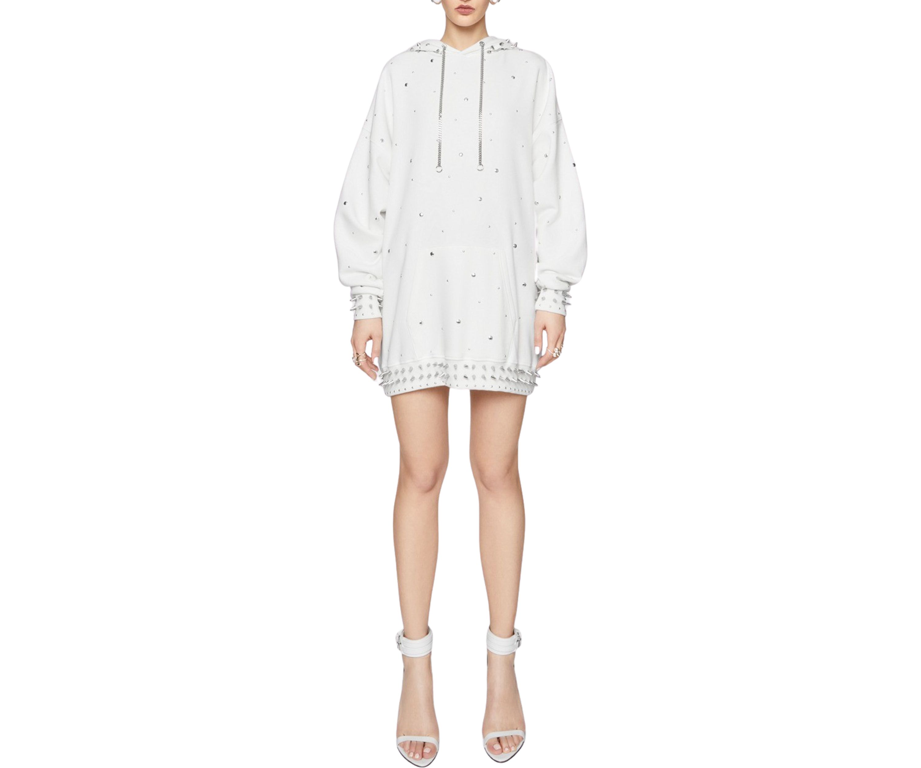 Womens Downtown Studded Sweatshirt Dress