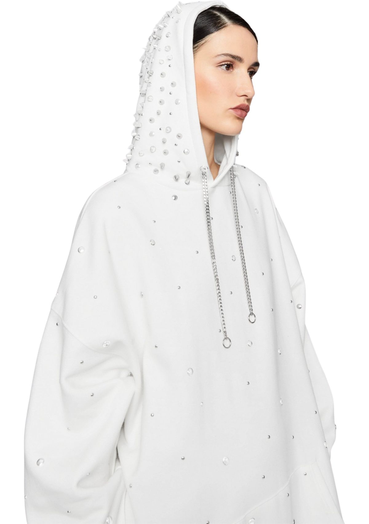 Womens Downtown Studded Sweatshirt Dress