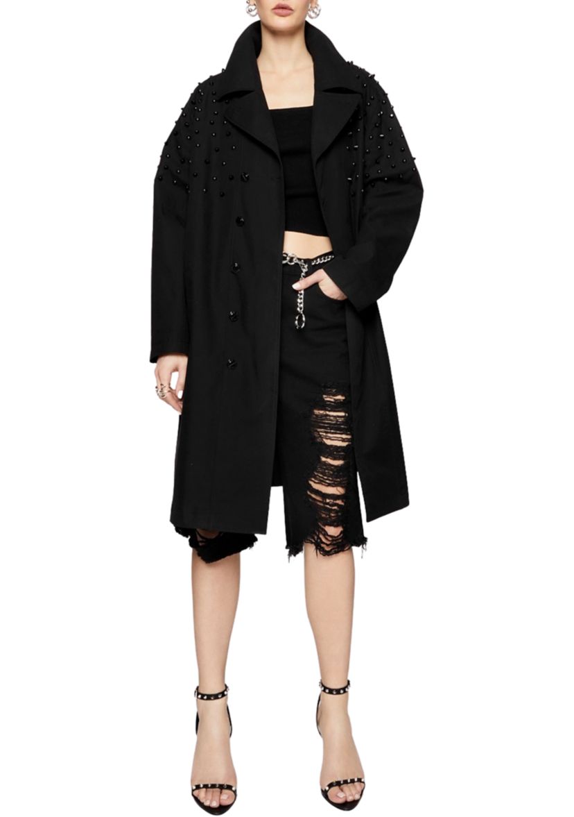 Womens Bowie Studded Trench Coat