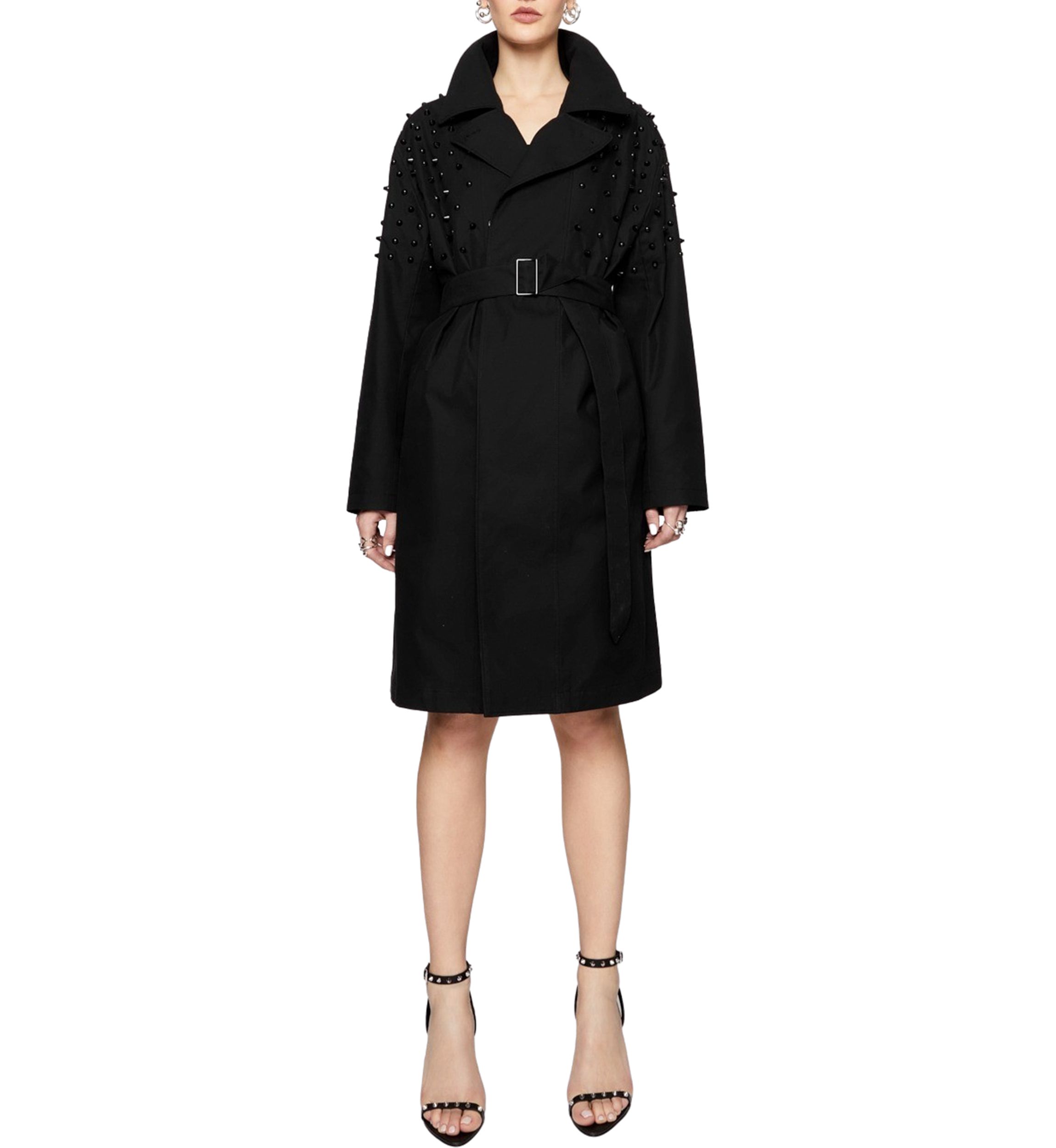 Womens Bowie Studded Trench Coat