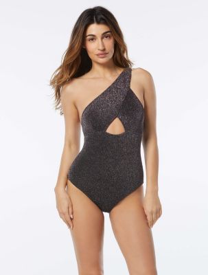 CARMEN MARC VALVO ONE SHOULDER PIECE SWIMSUIT - GLITTER LUX