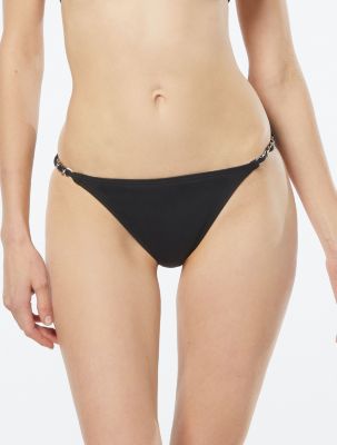 Michael Kors Women's String Bikini Bottom, Black, XS -  0193144657329