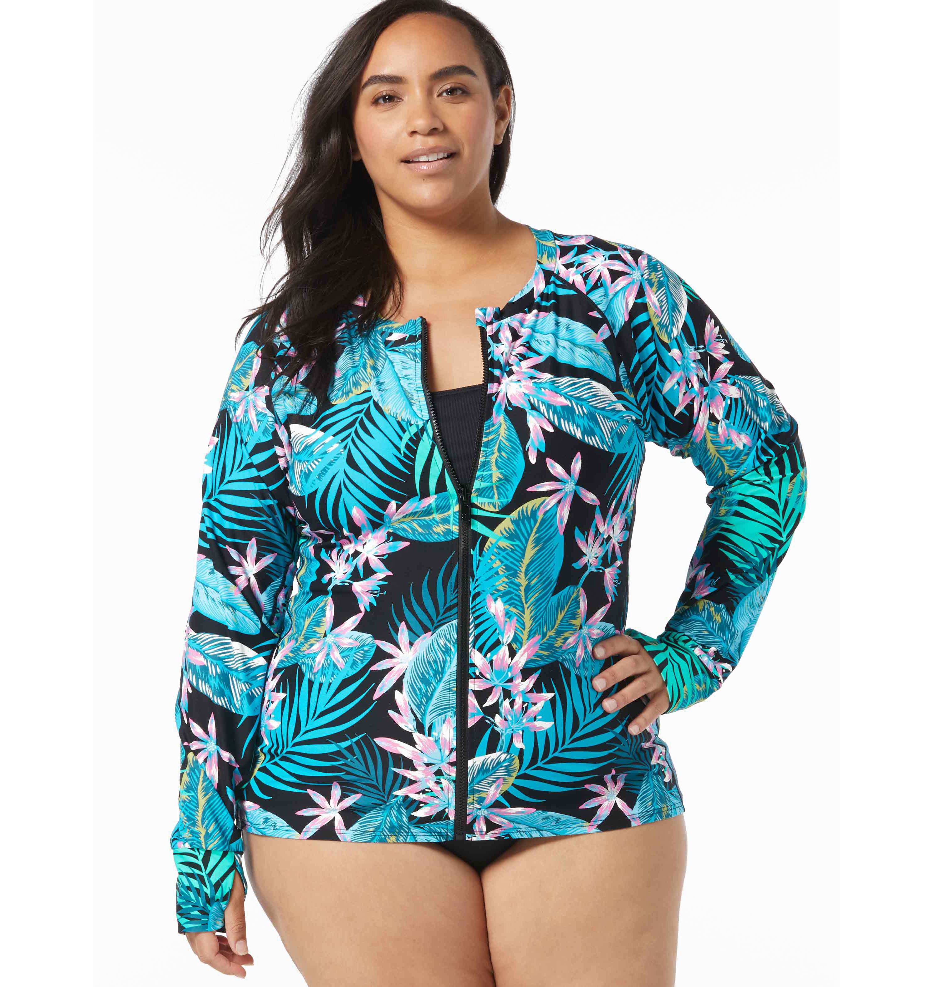 Beach House Women Sport Plus Ava Zip Front Rash Guard