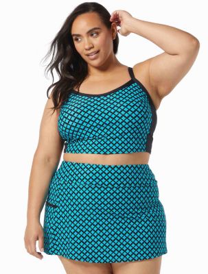 Beach House Swim Plus Size Erinna Racerback Zipper Front Tankini Top 