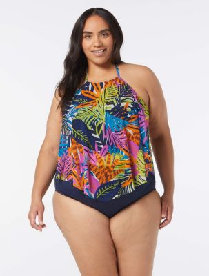 Coco Reef Aura Mesh Ruffle Bra Sized Cropped Underwire Tankini Top