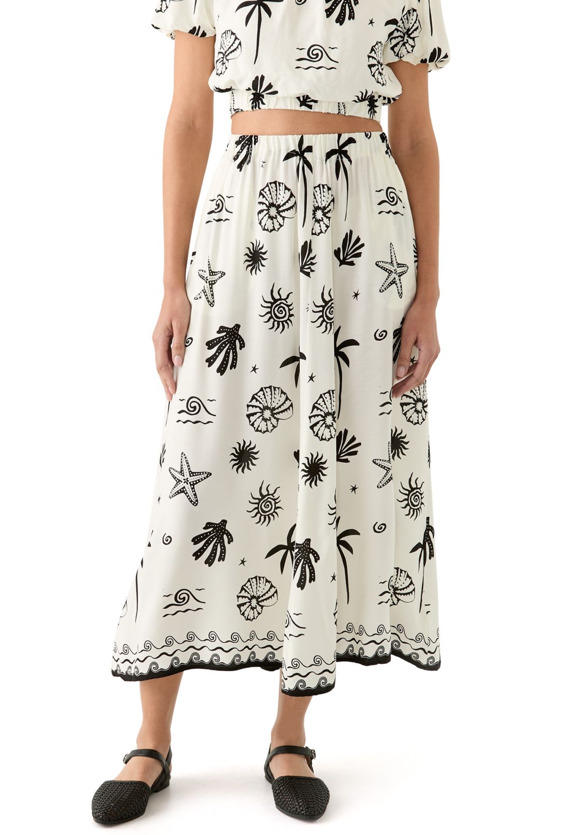 Womens Shell Midi Skirt