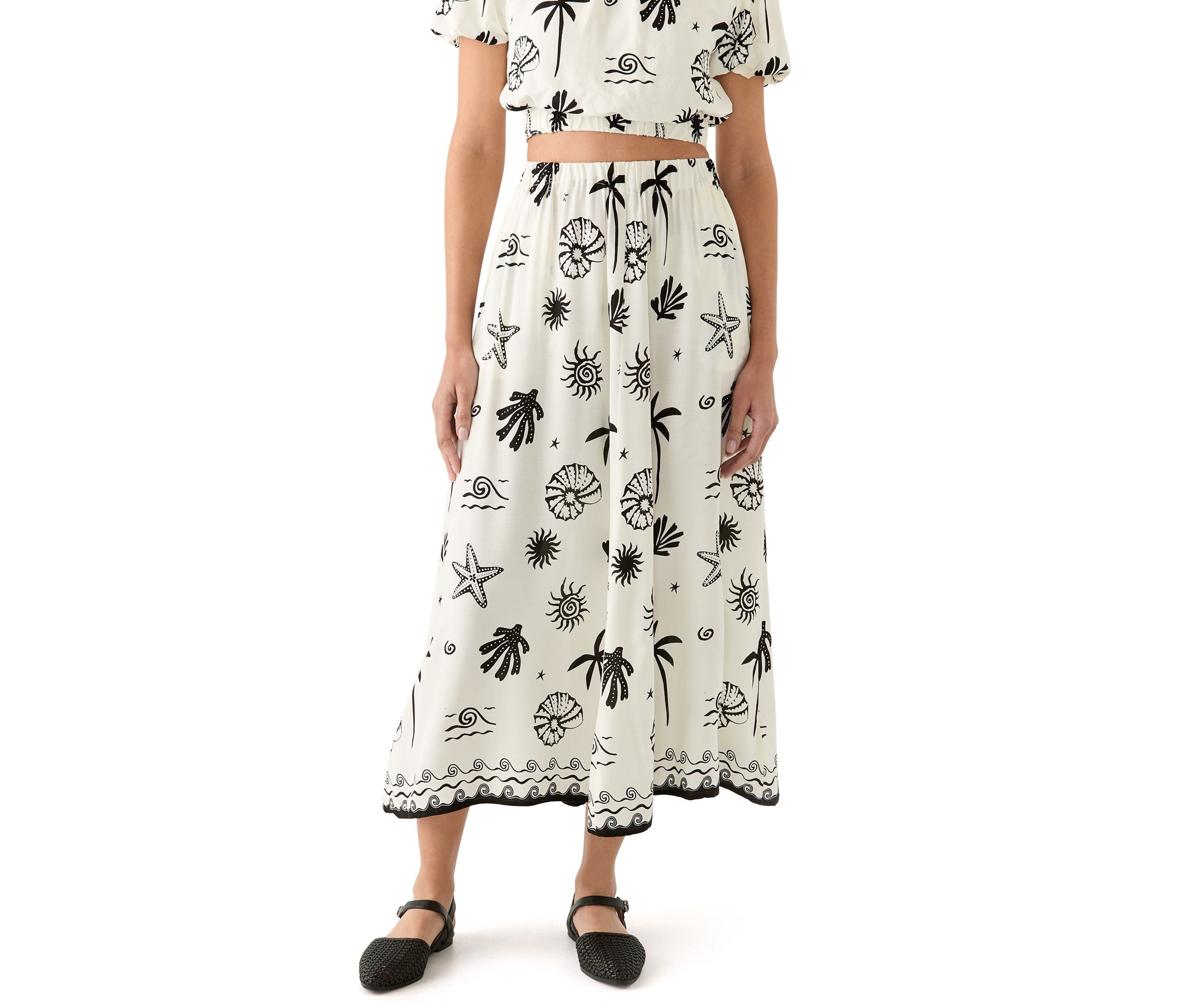 Womens Shell Midi Skirt
