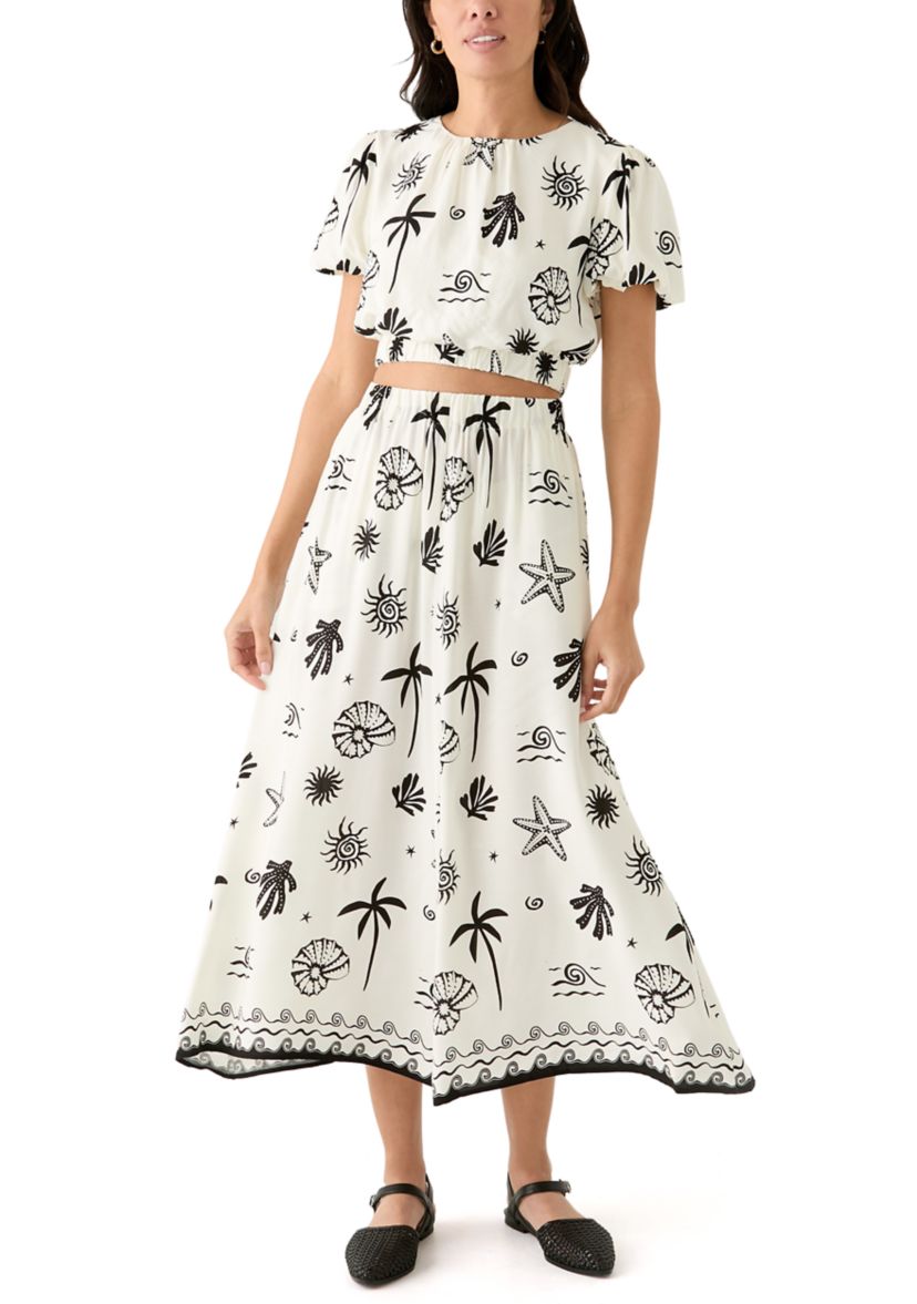 Womens Shell Midi Skirt