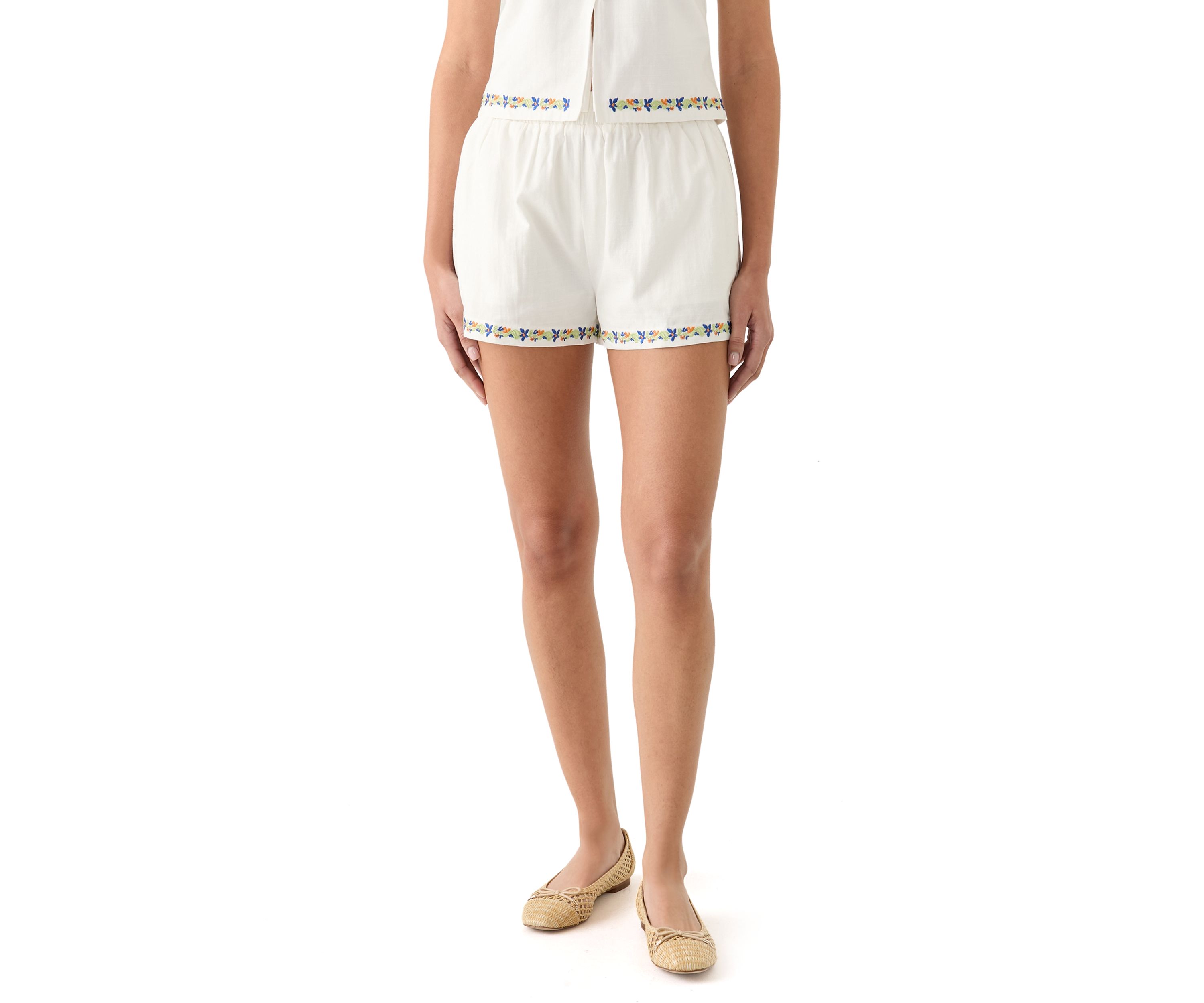Womens Elini Embroidered Shorts