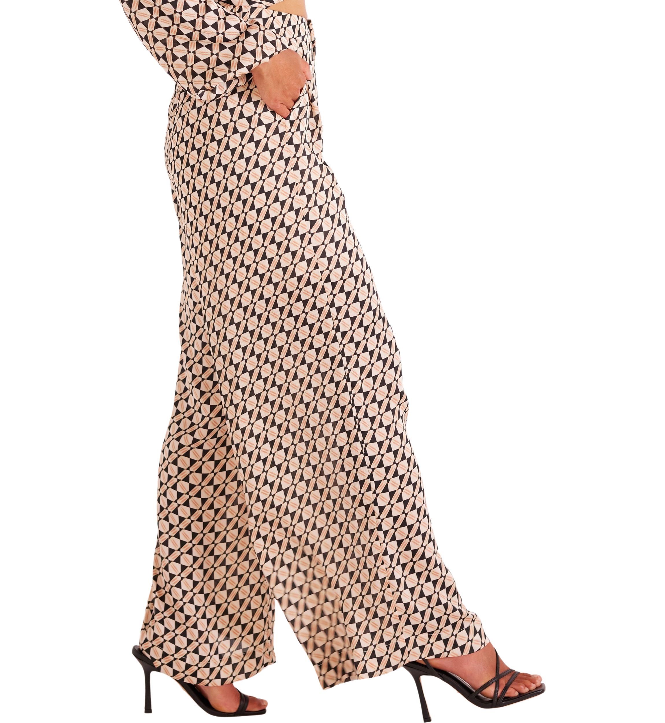 Womens Wide Leg Printed Pants