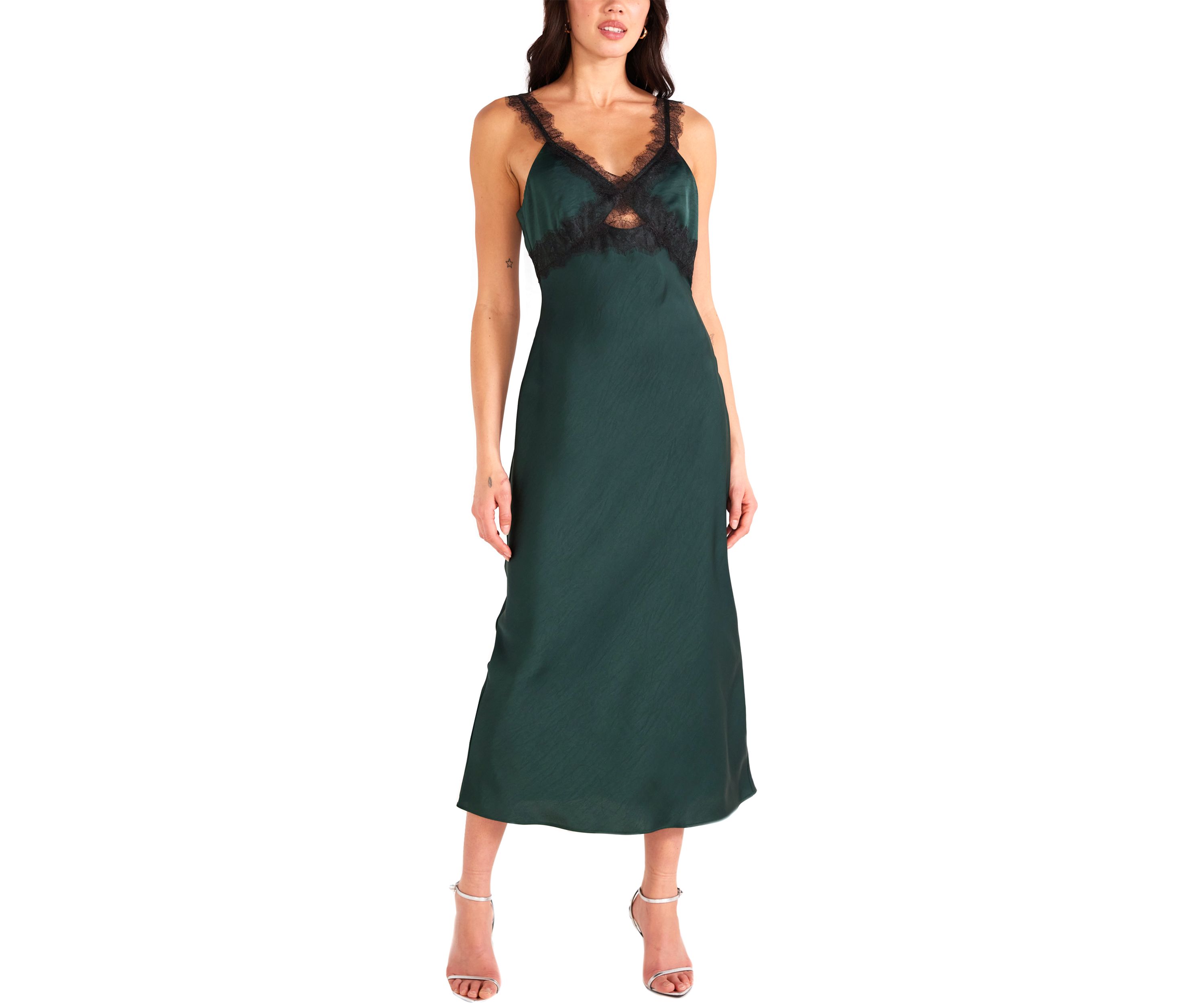 Womens Erin Lace Trim Midi Dress