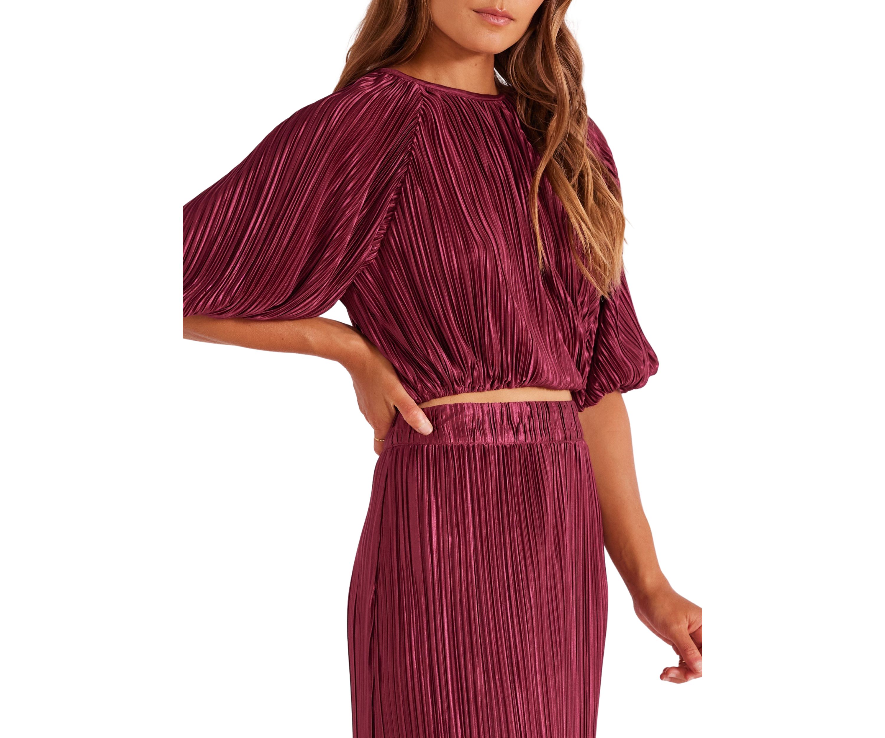 Womens Tilla Plisse Crop Top
