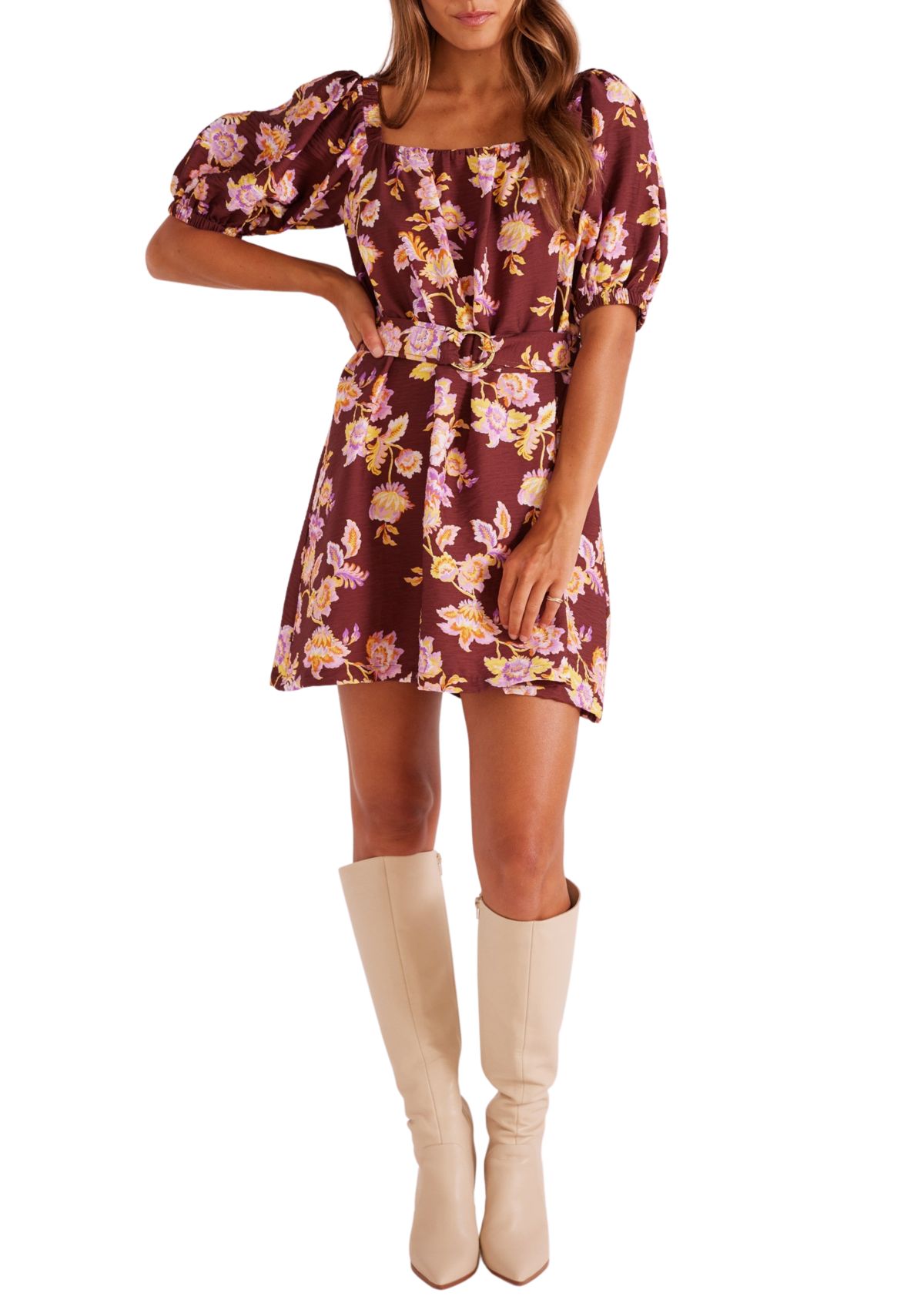 Womens Giselle Belted Mini Dress