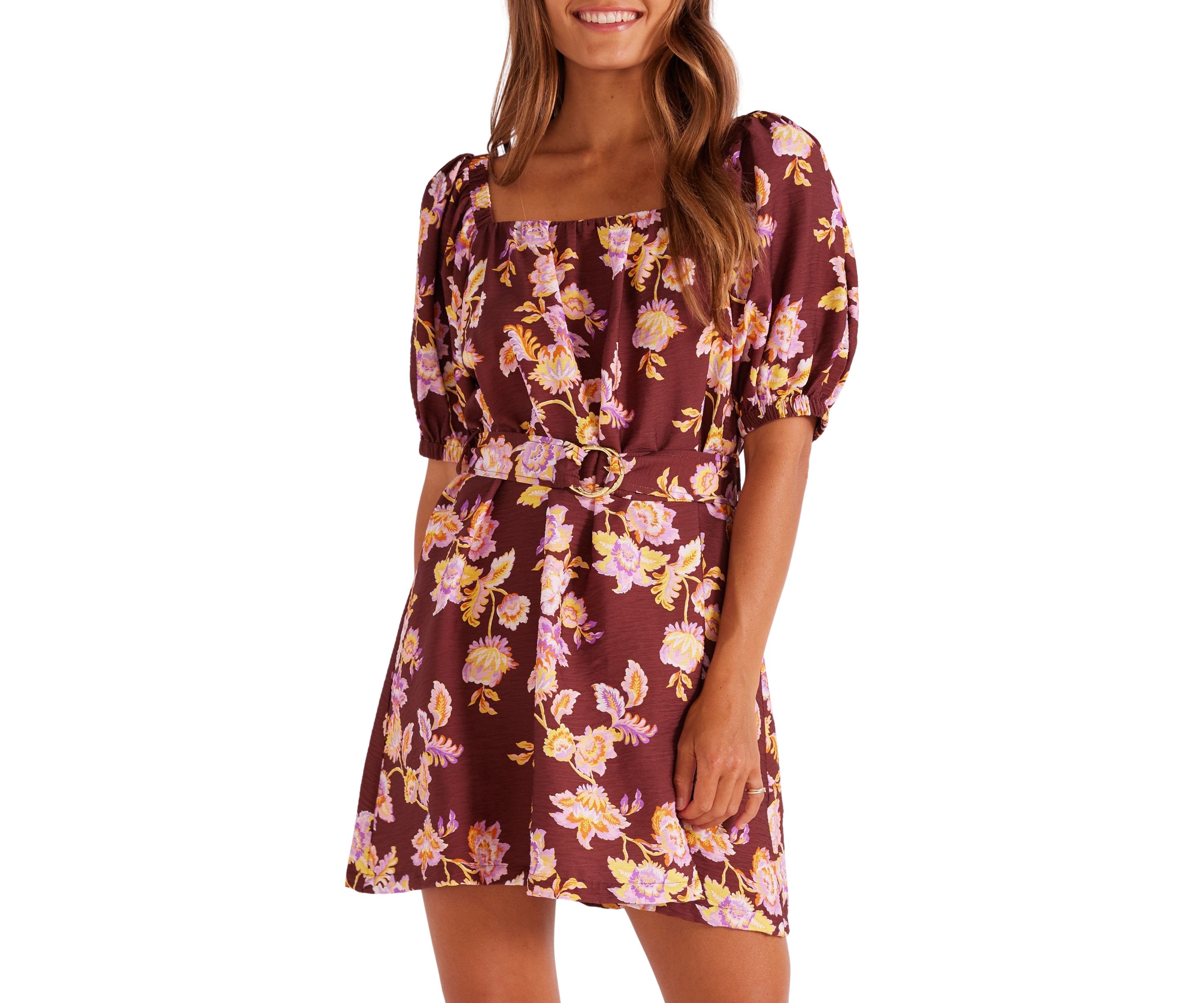 Womens Giselle Belted Mini Dress