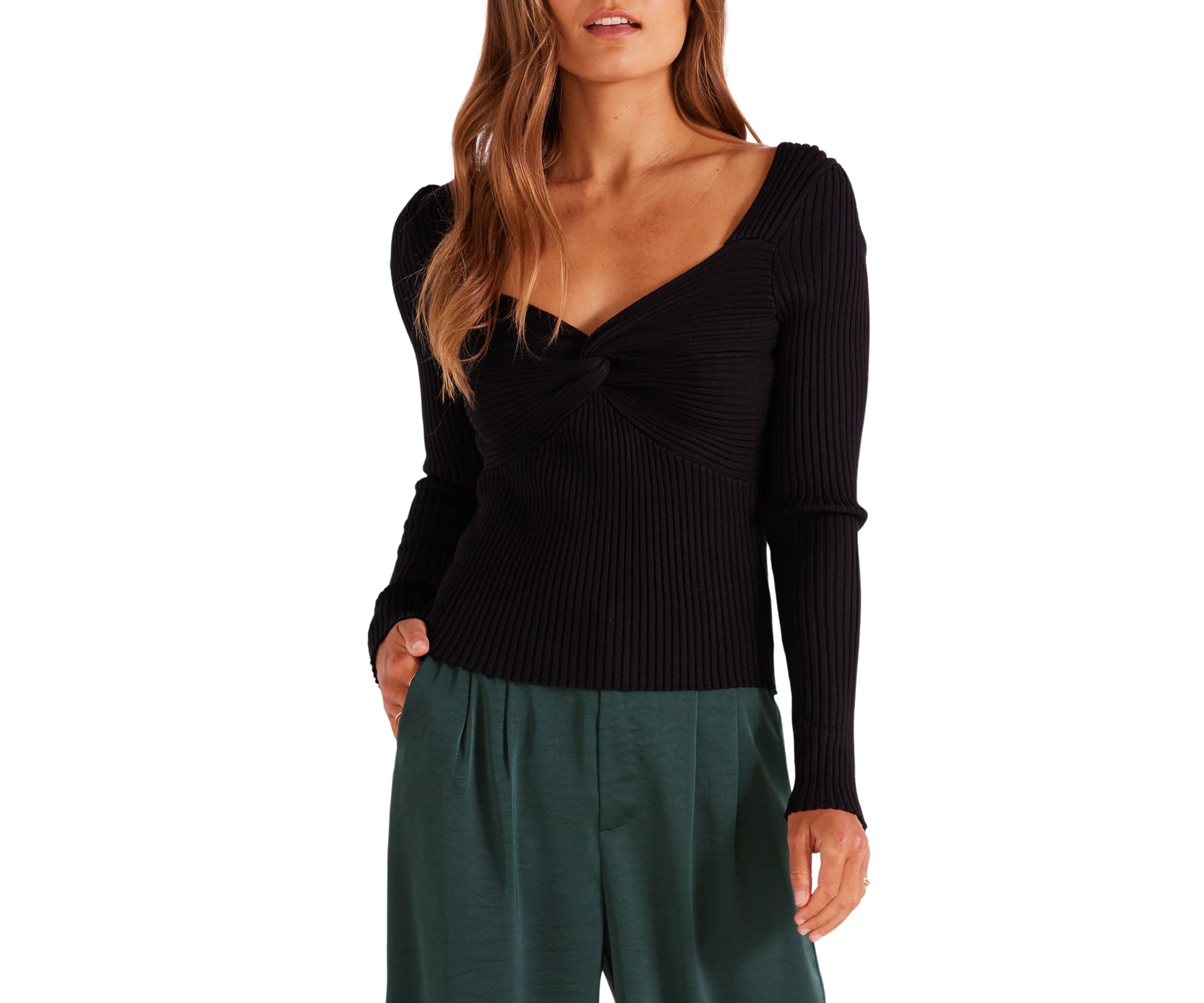 Womens Sienna Twist Front Knit Sweater