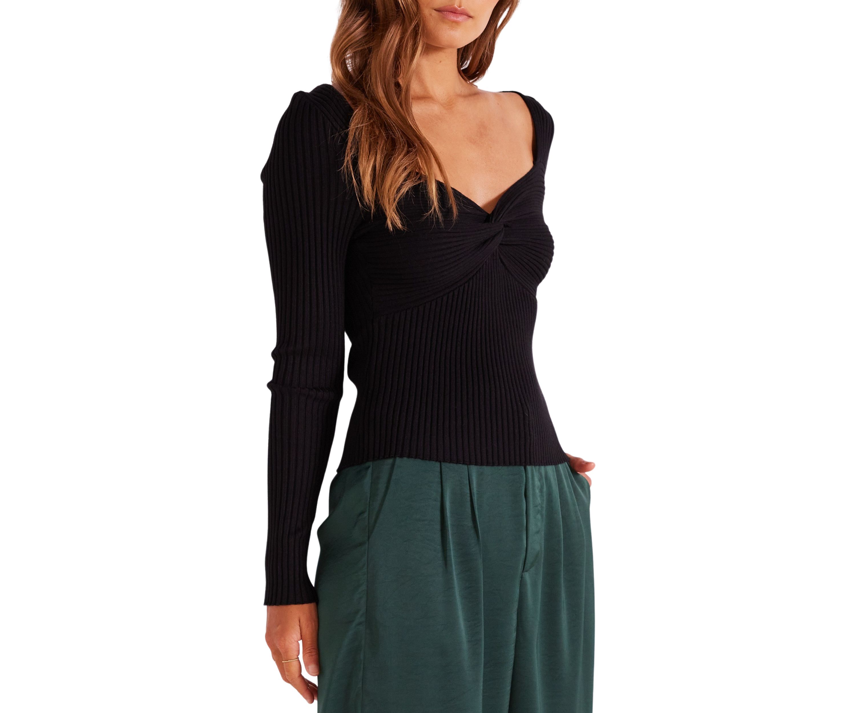 Womens Sienna Twist Front Knit Sweater