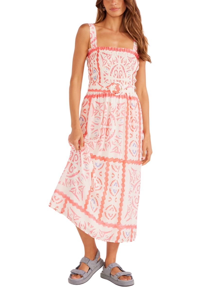 Womens Lolani Shirred Midi Dress