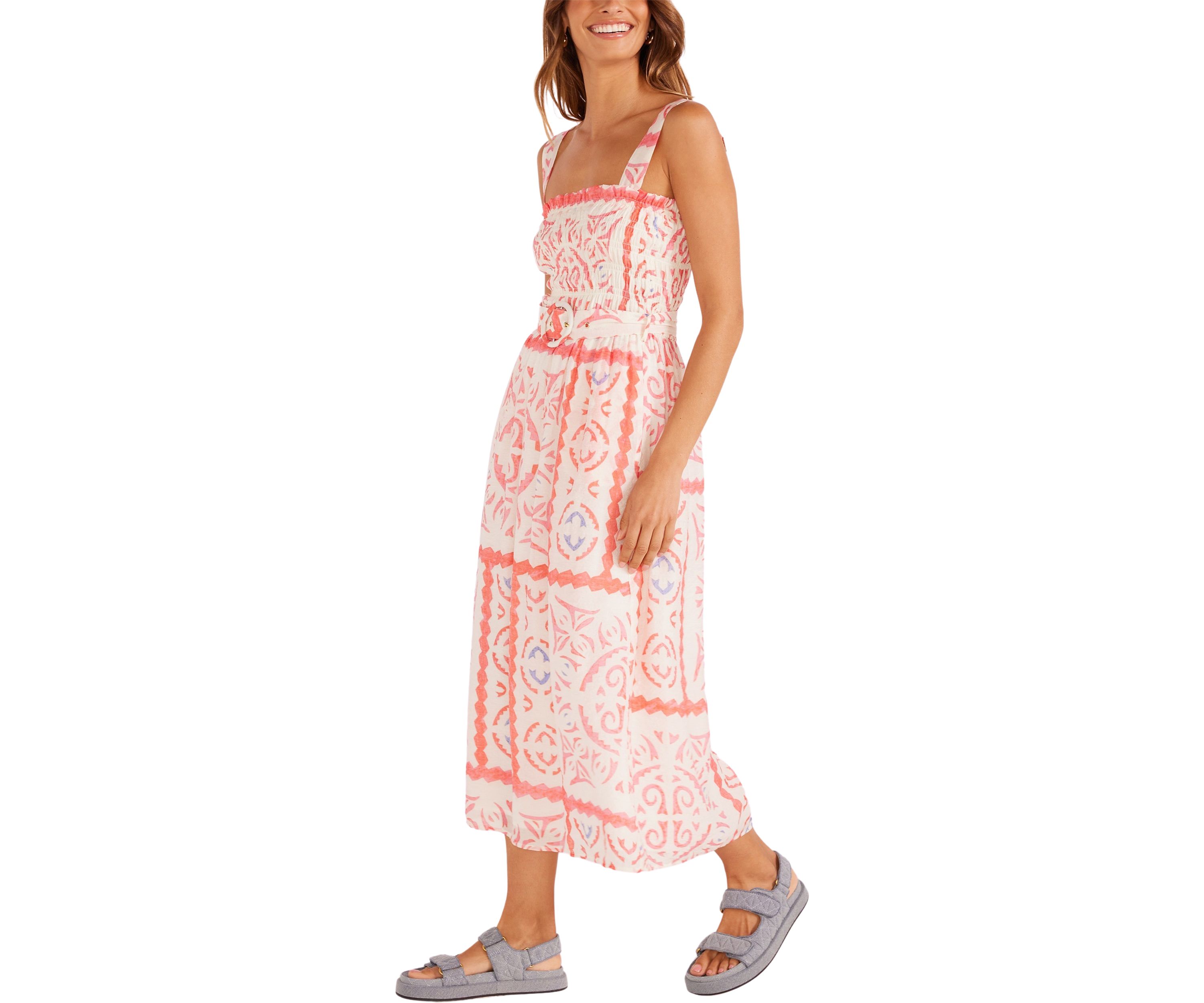 Womens Lolani Shirred Midi Dress