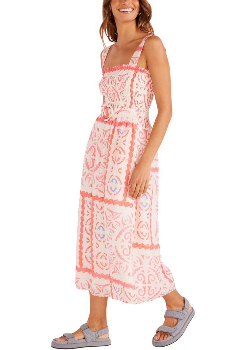 Womens Lolani Shirred Midi Dress