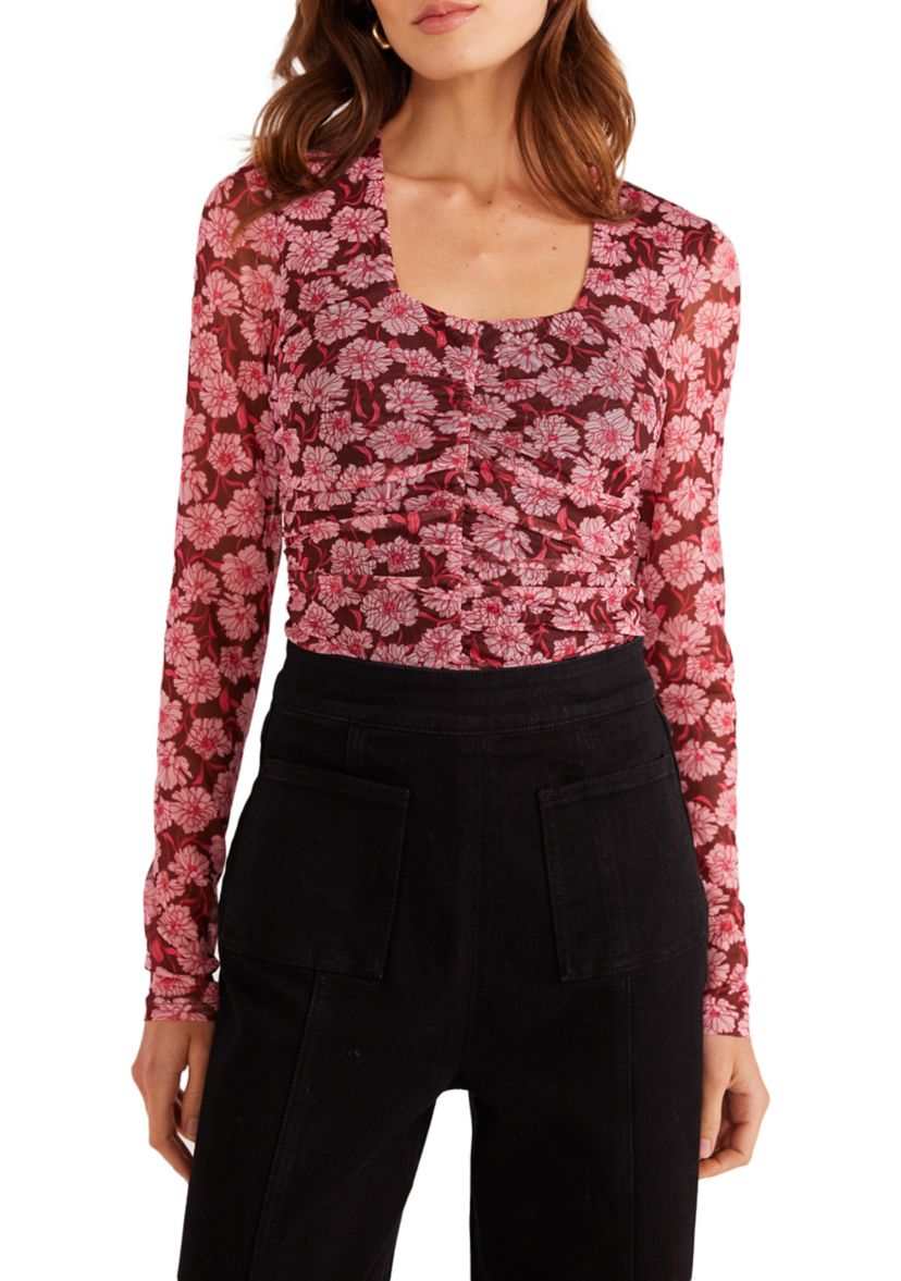 Womens Dakota Mesh Ruched Top