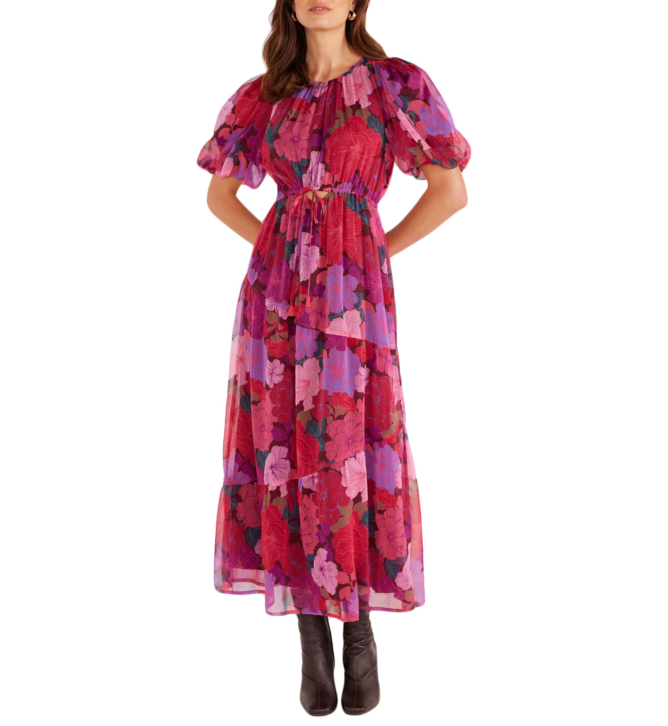 Womens Lexie Tiered Midi Dress