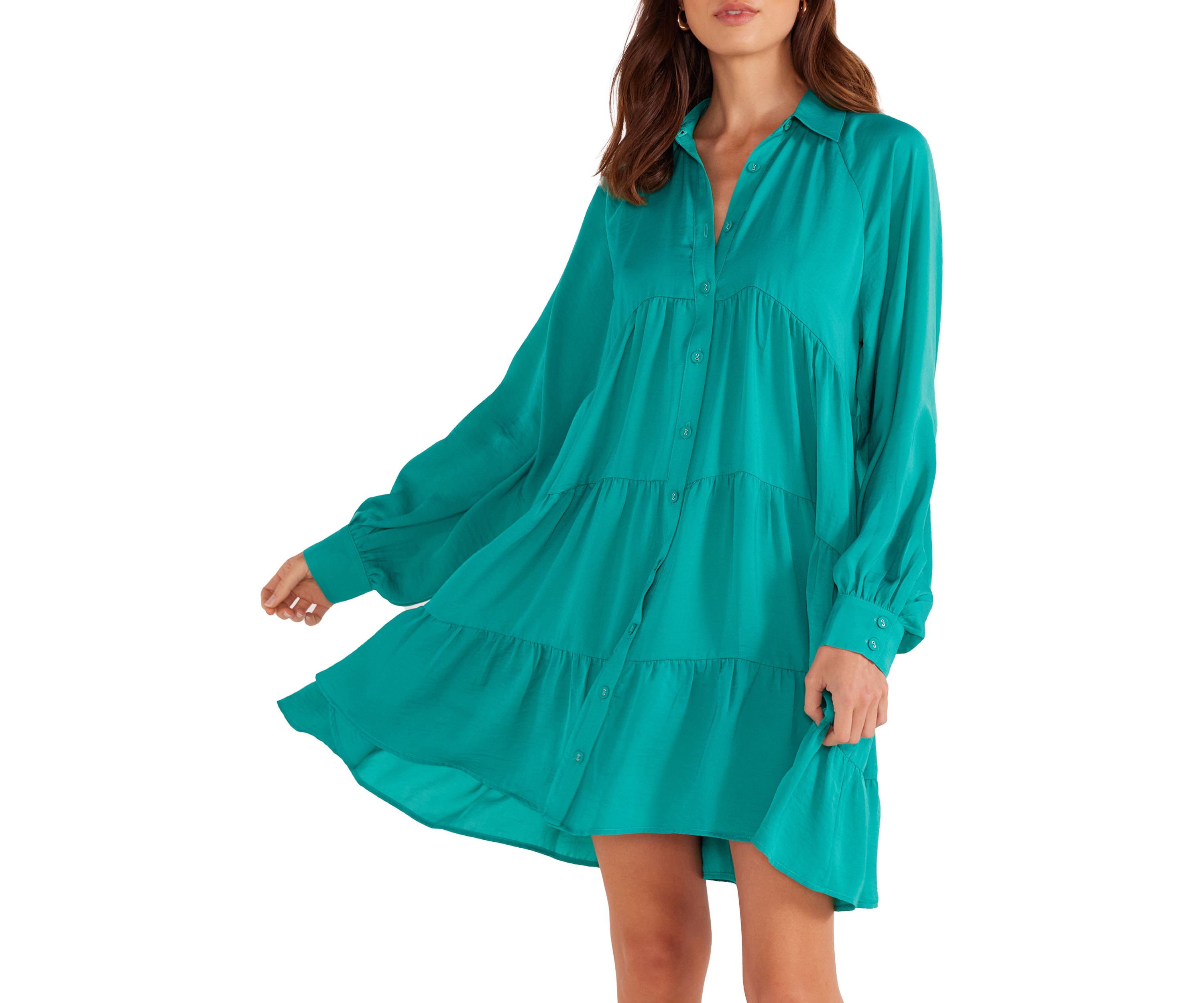 Womens Emma Tiered Shirt Dress