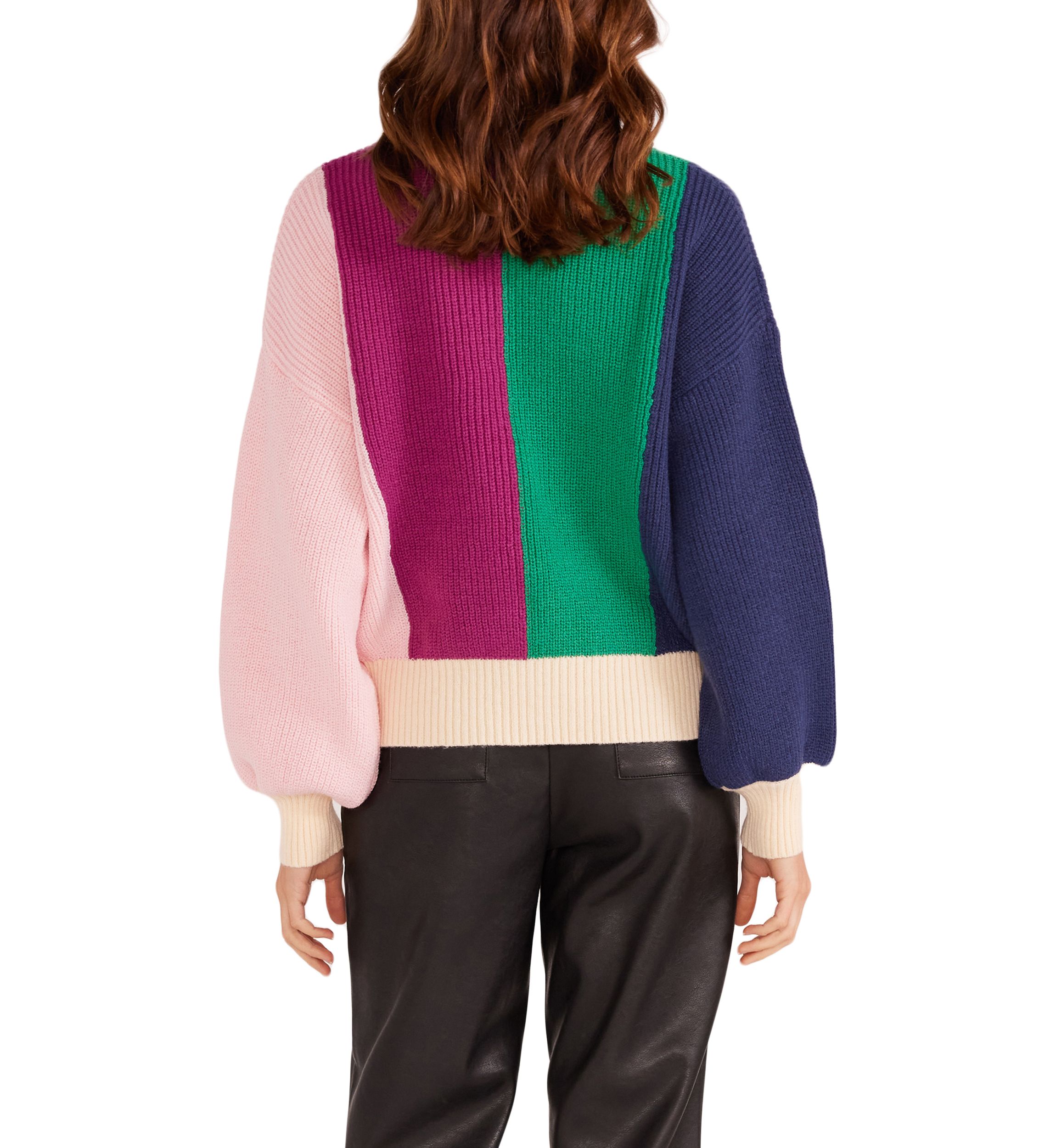 Womens Kelsey Color Block Knit Sweater