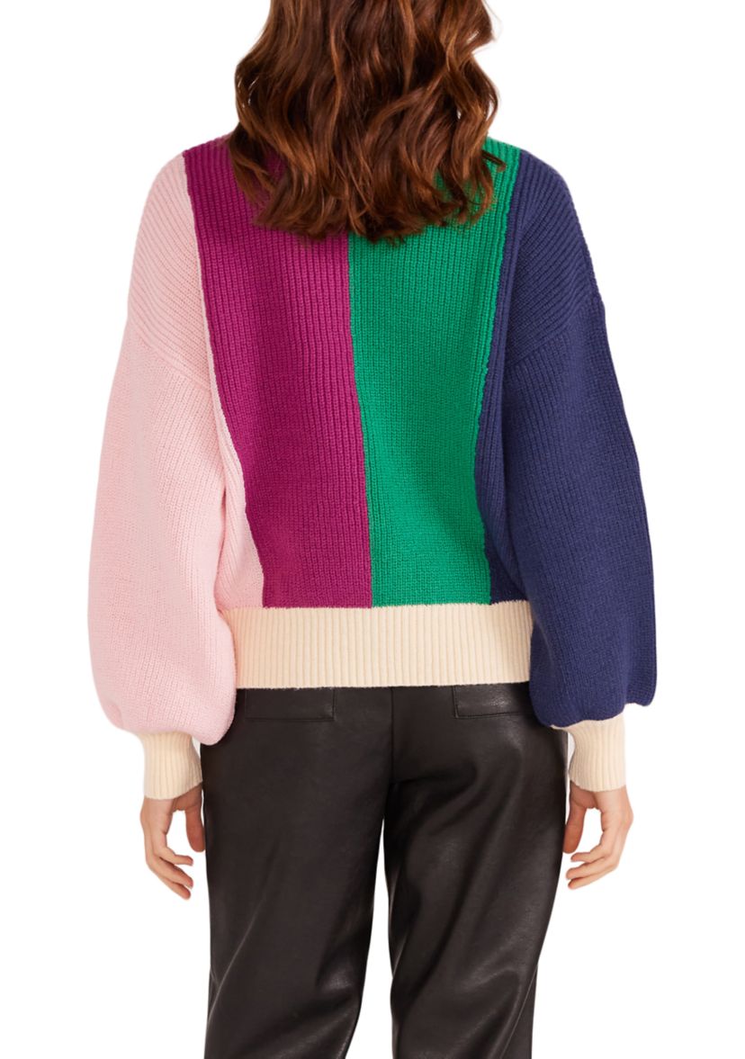 Womens Kelsey Color Block Knit Sweater