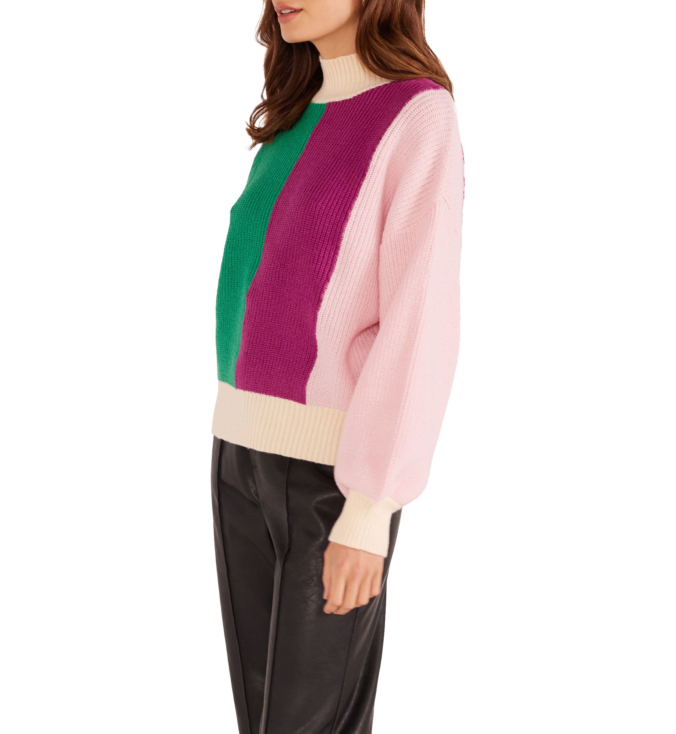 Womens Kelsey Color Block Knit Sweater