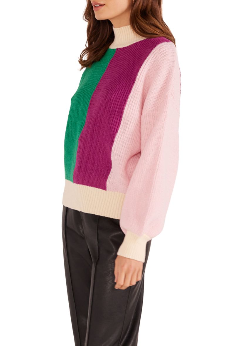 Womens Kelsey Color Block Knit Sweater