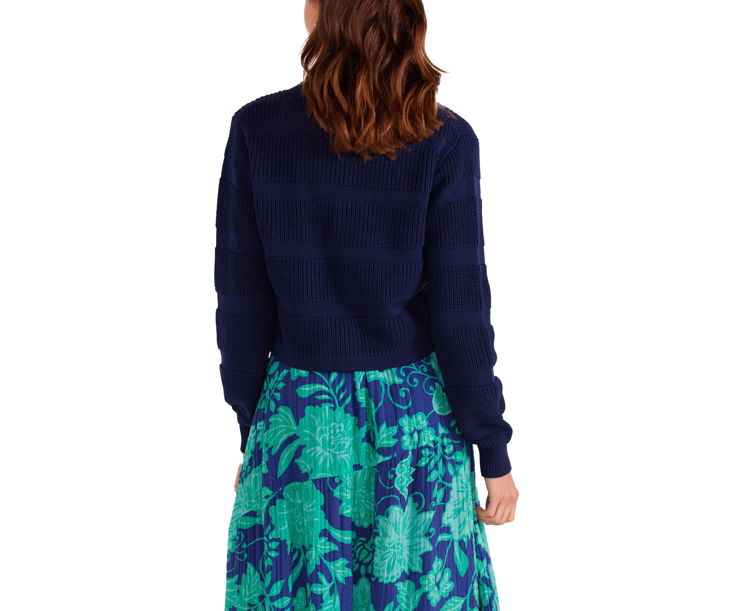 Womens Mary Stripe Rib Knit Cardigan 