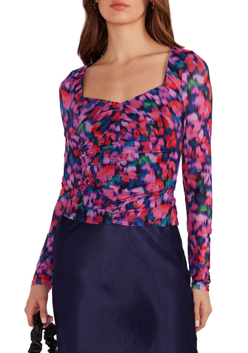 Womens Calista Ruched Mesh Top 