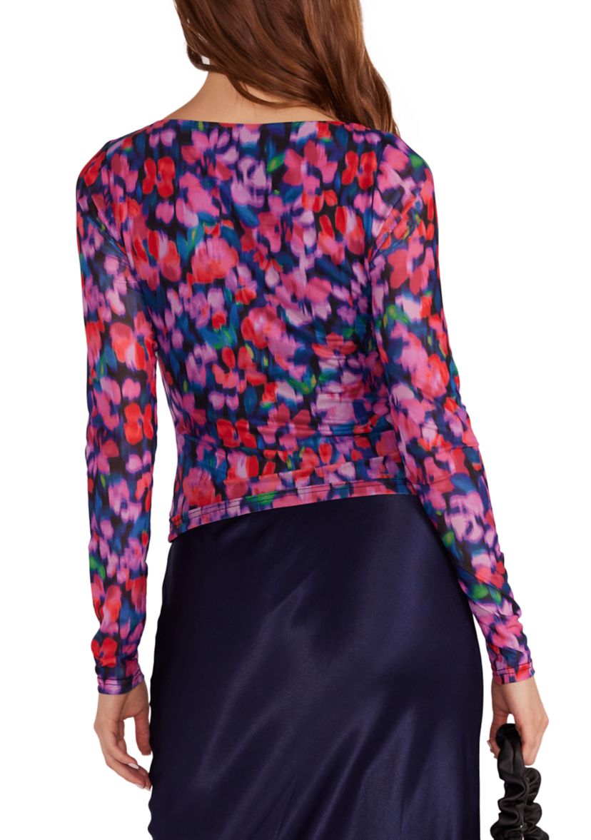 Womens Calista Ruched Mesh Top 