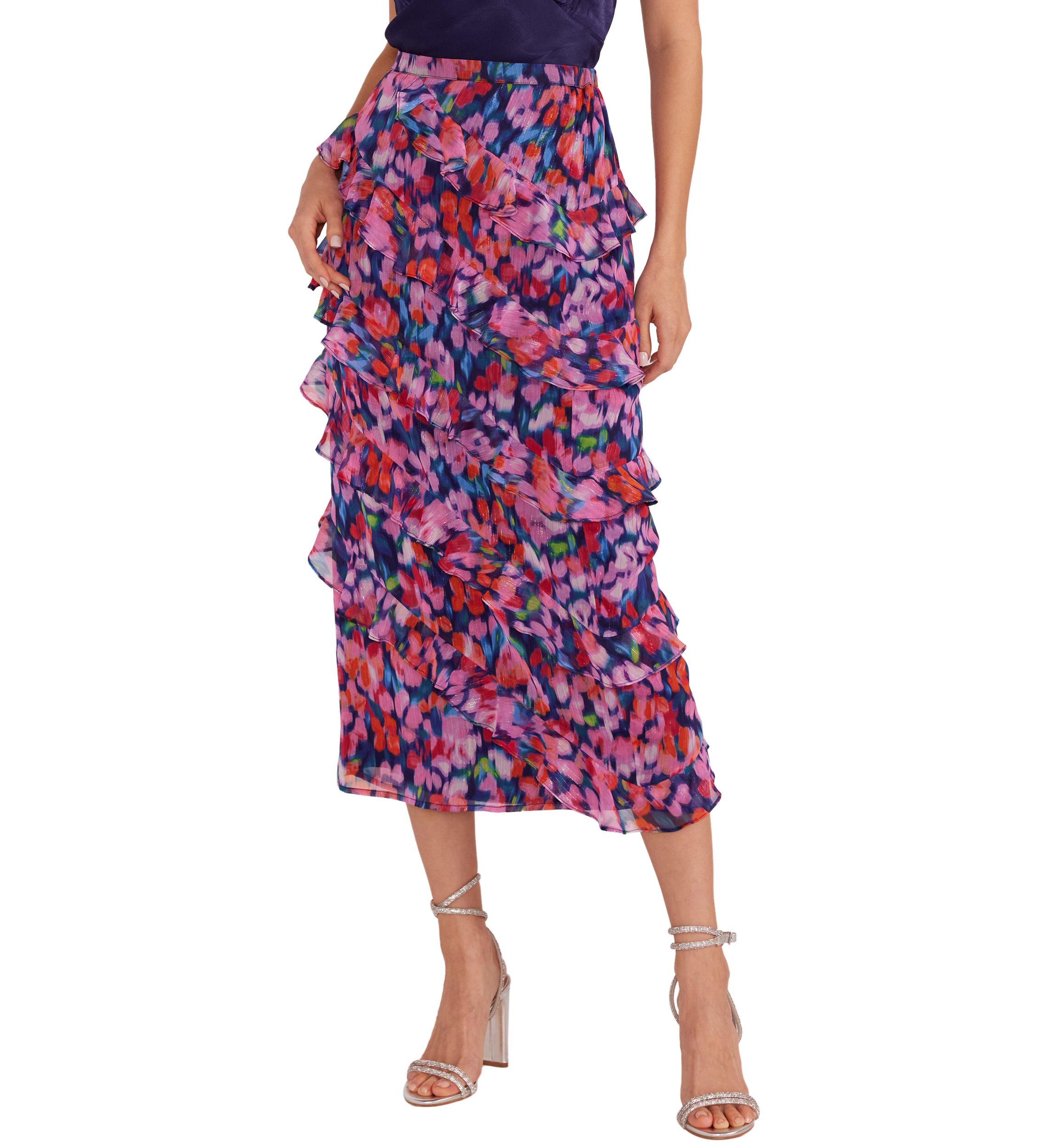 Womens Calista Frill Midi Skirt
